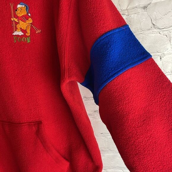 Winnie the Pooh Vintage 90's Fleece Hoodie Sweatshirt Blue, Red Size Medium - Picture 3 of 6